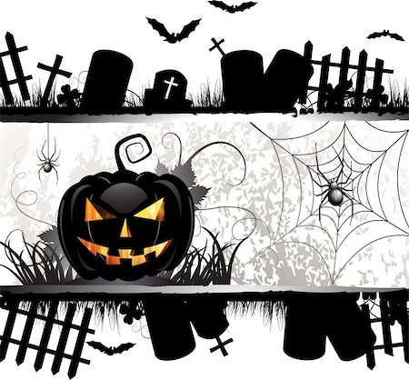 Halloween card design with pumpkin and ghost house Stock Photo - Budget Royalty-Free & Subscription, Code: 400-06513202