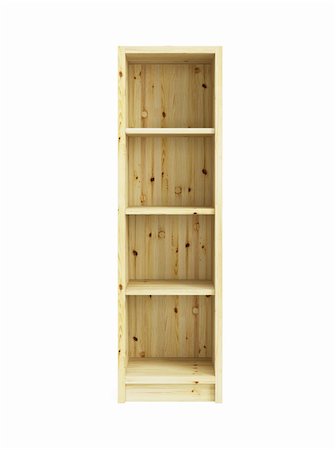 empty pine bookcase isolated 3d render Stock Photo - Budget Royalty-Free & Subscription, Code: 400-06513601
