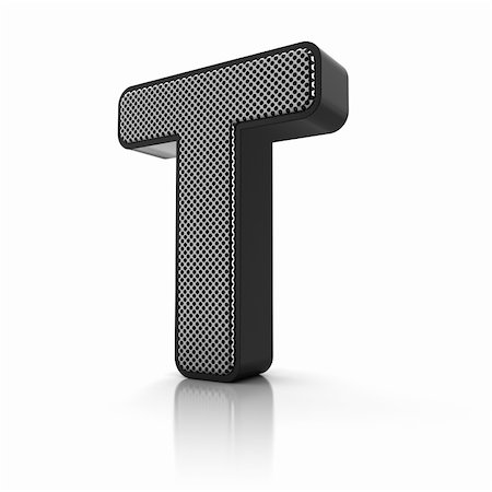 The letter T as a perforated metal object over white Stock Photo - Budget Royalty-Free & Subscription, Code: 400-06513763