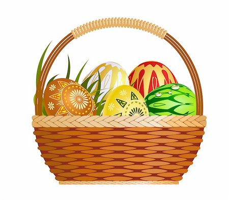Basket with easter eggs Stock Photo - Budget Royalty-Free & Subscription, Code: 400-06513840