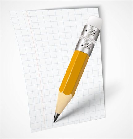paper and pencil icon - Realistic yellow pencil with paper icon. Vector illustration eps10 Stock Photo - Budget Royalty-Free & Subscription, Code: 400-06513885