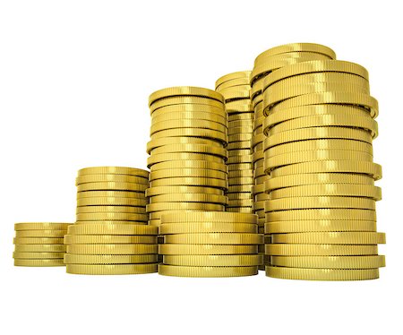 simsearch:400-07295448,k - Pile gold coins. Isolated render on a white background Stock Photo - Budget Royalty-Free & Subscription, Code: 400-06524158