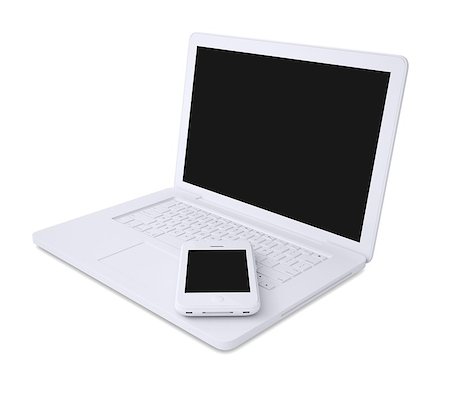 simsearch:400-08107657,k - White laptop and smartphone. Isolated render on a white background Foto de stock - Super Valor sin royalties y Suscripción, Código: 400-06524162