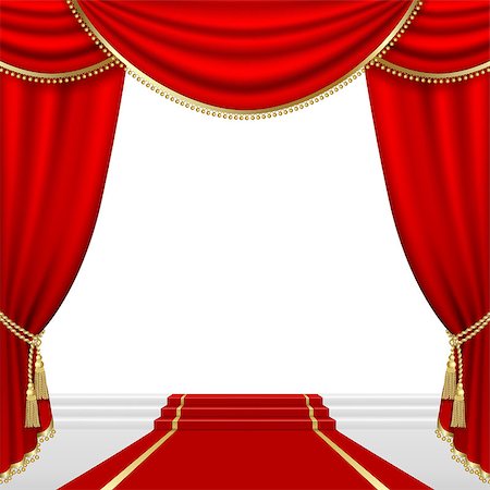 stairs illustration - Theater stage  with red curtain. Clipping Mask. Mesh. Foto de stock - Super Valor sin royalties y Suscripción, Código: 400-06524221