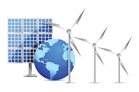 solar panels business - Alternative Energy (solar cell, earth, wind turbine) illustration design Stock Photo - Budget Royalty-Free & Subscription, Code: 400-06524265