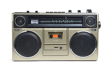 stereo - A stylish bronze boombox radio from the 1970's isolated on white. Stock Photo - Budget Royalty-Free & Subscription, Code: 400-06524517