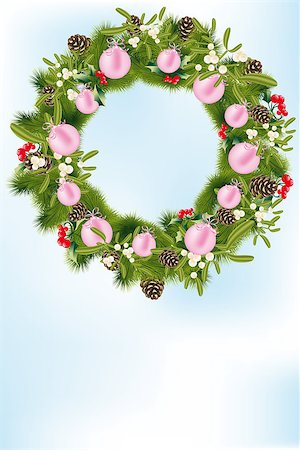 simsearch:400-07614285,k - Card-template with decorated Christmas wreath and place for text - vector eps10 illustration Stock Photo - Budget Royalty-Free & Subscription, Code: 400-06524825