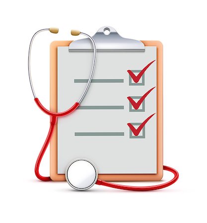 Vector illustration of healthcare concept with cool check list on clipboard and red stethoscope Stock Photo - Budget Royalty-Free & Subscription, Code: 400-06524866