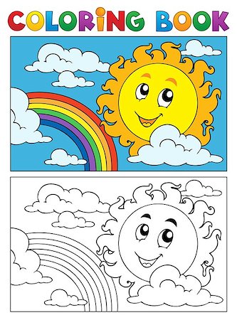 sun and clouds colouring - Coloring book summer image 1 - vector illustration. Stock Photo - Budget Royalty-Free & Subscription, Code: 400-06525516