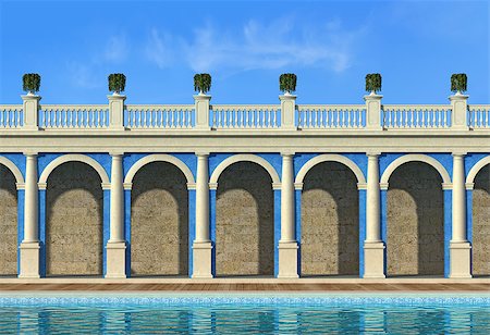 simsearch:400-08427462,k - empty luxury classic resort with swimming pool -  rendering Stock Photo - Budget Royalty-Free & Subscription, Code: 400-06525685