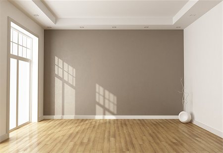 simsearch:400-06107722,k - empty brown room with window and parquet - rendering Stock Photo - Budget Royalty-Free & Subscription, Code: 400-06525681