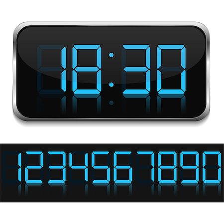 Blue digital clock, vector eps10 illustration Stock Photo - Budget Royalty-Free & Subscription, Code: 400-06526007