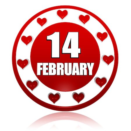 simsearch:400-08411566,k - 3d red circle banner with white text February 14 and hearts symbols, holiday concept Stockbilder - Microstock & Abonnement, Bildnummer: 400-06526069