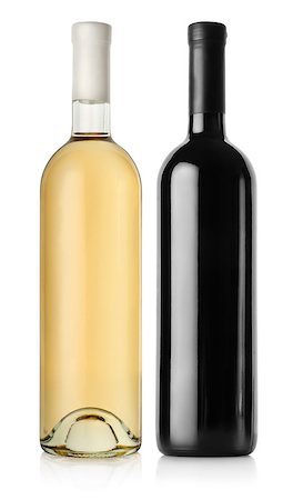 Bottle of red wine and white wine isolated on a white background Stock Photo - Budget Royalty-Free & Subscription, Code: 400-06526101