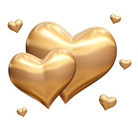 simsearch:400-06522703,k - golden hearts 3d isolated over white background Fotografie stock - Microstock e Abbonamento, Codice: 400-06526231