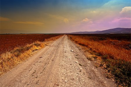 simsearch:400-06415579,k - Dirt Road between Plowed Fields in Israel, Sunset Stock Photo - Budget Royalty-Free & Subscription, Code: 400-06526645