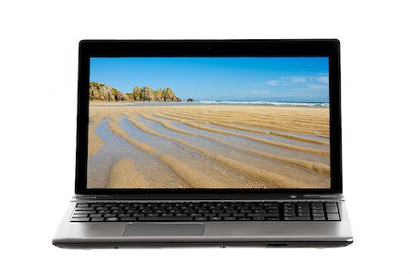 swellphotography (artist) - Laptop on white background showing landscape image on screen. Fotografie stock - Microstock e Abbonamento, Codice: 400-06526702