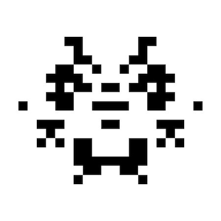 pixelated - A simple monster pixel face black and white Stock Photo - Budget Royalty-Free & Subscription, Code: 400-06526837