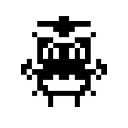 pixelated - A simple monster pixel face black and white Stock Photo - Budget Royalty-Free & Subscription, Code: 400-06526839
