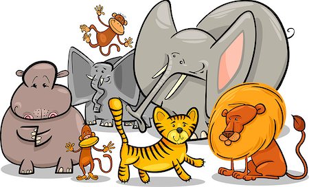 simsearch:400-07836427,k - Cartoon Illustration of Cute African Safari Wild Animals Group Photographie de stock - Aubaine LD & Abonnement, Code: 400-06527086