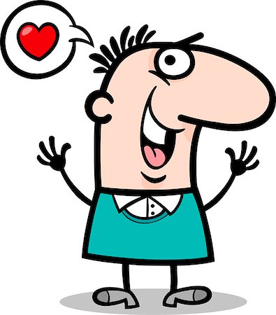 simsearch:400-06523060,k - Cartoon St Valentines Illustration of Happy Funny Man in Love Stock Photo - Budget Royalty-Free & Subscription, Code: 400-06527107