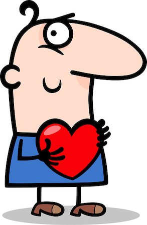 simsearch:400-06523060,k - Cartoon St Valentines Illustration of Funny Man in Love with Heart in his Hands Stock Photo - Budget Royalty-Free & Subscription, Code: 400-06527109