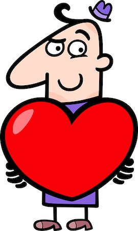 simsearch:400-06523060,k - Cartoon St Valentines Illustration of Man in Love with Heart or Valentine Card in his Hands Stock Photo - Budget Royalty-Free & Subscription, Code: 400-06527115