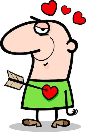 simsearch:400-06523060,k - Cartoon St Valentines Illustration of Funny Man in Love with Cupid Arrow in his Heart Stock Photo - Budget Royalty-Free & Subscription, Code: 400-06527111