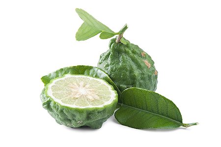Fresh kaffir lime with leaf isolated on white background Stock Photo - Budget Royalty-Free & Subscription, Code: 400-06527379