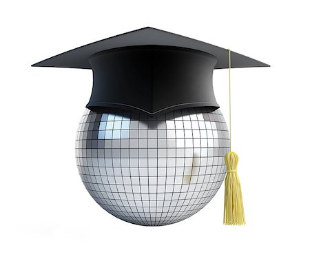 simsearch:400-04349799,k - disco ball school graduation cap on a white background Fotografie stock - Microstock e Abbonamento, Codice: 400-06527552