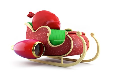 simsearch:400-07679396,k - santa sleigh and Santa's Sack with Gifts on white background Foto de stock - Super Valor sin royalties y Suscripción, Código: 400-06527605