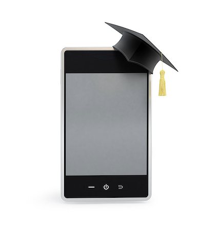 simsearch:400-05733549,k - touchscreen phone in the graduation cap on a white background Photographie de stock - Aubaine LD & Abonnement, Code: 400-06527628