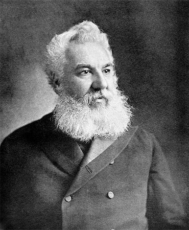 Alexander Graham Bell (1847-1922) on antique print from 1899. Scientist, inventor, engineer and innovator who is credited with inventing the first practical telephone. After unknown artist and published in the 19th century in portraits, Germany, 1899. Foto de stock - Royalty-Free Super Valor e Assinatura, Número: 400-06527840