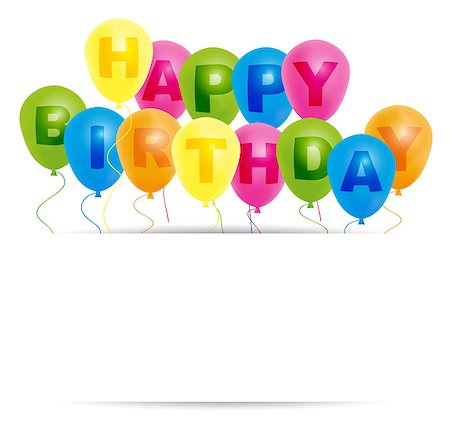 Happy Birthday Card- Color Balloons With With Happy Birthday Sign Stock Photo - Budget Royalty-Free & Subscription, Code: 400-06528697
