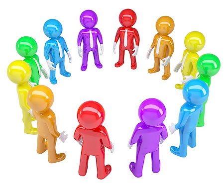 simsearch:400-05920014,k - Colored people stood in a circle. Isolated render on a white background Foto de stock - Super Valor sin royalties y Suscripción, Código: 400-06528827