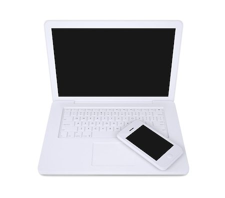 simsearch:400-08107657,k - White laptop and smartphone. Isolated render on a white background Foto de stock - Super Valor sin royalties y Suscripción, Código: 400-06528845
