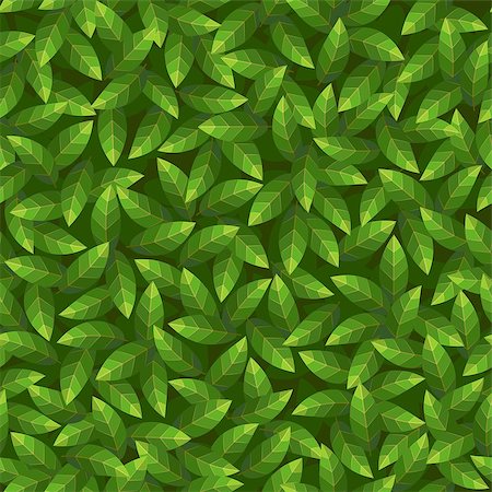 Green leaves pattern. Seamless vector. Photographie de stock - Aubaine LD & Abonnement, Code: 400-06528895