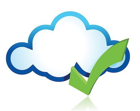 Blue cloud with green tick mark illustration design Stock Photo - Budget Royalty-Free & Subscription, Code: 400-06528928