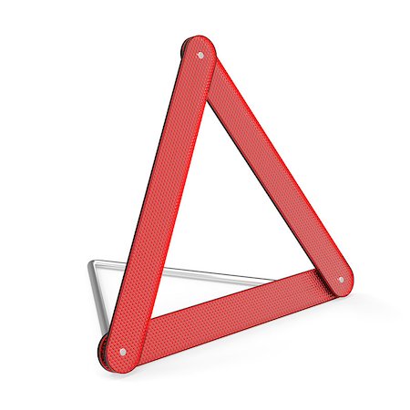 simsearch:400-07252682,k - Emergency warning triangle on white background Fotografie stock - Microstock e Abbonamento, Codice: 400-06529496