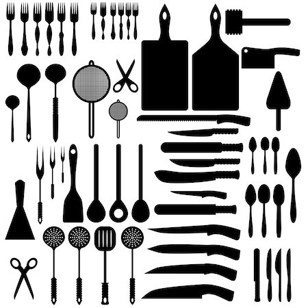 simsearch:400-05877482,k - Illustration of silhouettes of cutlery and cooking. Stock Photo - Budget Royalty-Free & Subscription, Code: 400-06529505