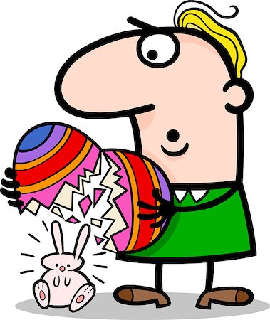 simsearch:400-07306443,k - Cartoon Illustration of Surprised Man with Easter Bunny Hatched from Colored Egg Foto de stock - Super Valor sin royalties y Suscripción, Código: 400-06529578
