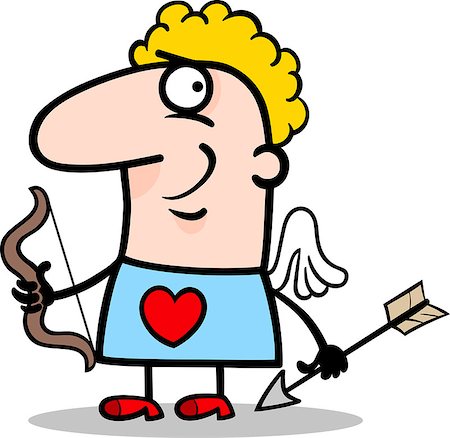 simsearch:400-06523060,k - Cartoon Illustration of Funny Man in Cupid Costume with Bow and Arrow for Valentines Day Stock Photo - Budget Royalty-Free & Subscription, Code: 400-06529589