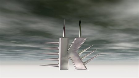 simsearch:614-00398864,k - letter k with metal prickles under cloudy sky- 3d illustration Stock Photo - Budget Royalty-Free & Subscription, Code: 400-06529665