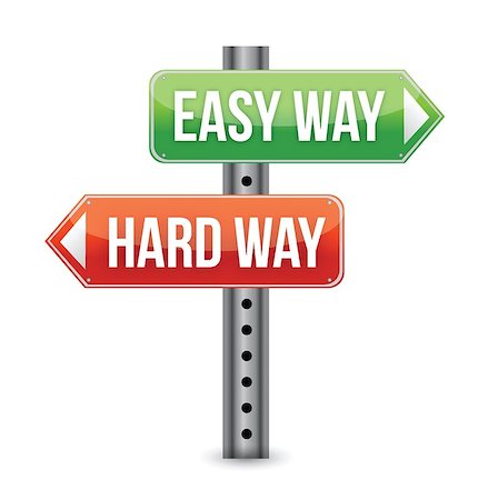 directional arrow boards - Easy way, hard way illustration design over a white background Stock Photo - Budget Royalty-Free & Subscription, Code: 400-06529724