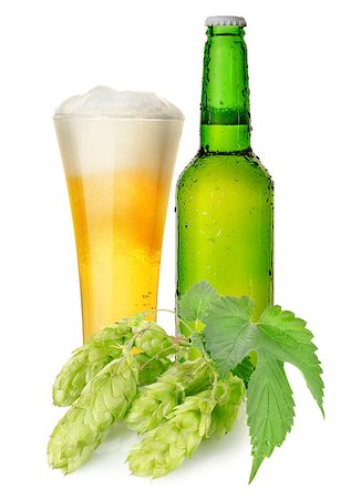 Green bottle and mug beer isolated on a white background Stock Photo - Budget Royalty-Free & Subscription, Code: 400-06529976