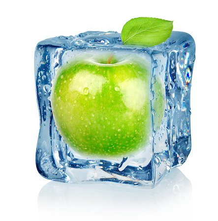 Ice cube and apple isolated on a white background Stock Photo - Budget Royalty-Free & Subscription, Code: 400-06529986