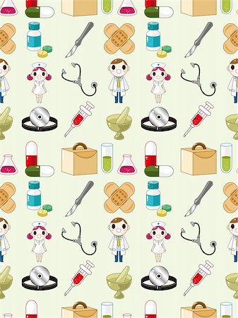 seamless doctor pattern,cartoon vector illustration Stock Photo - Budget Royalty-Free & Subscription, Code: 400-06520023