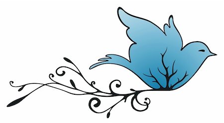 dove wings - Drawing of a blue flying pigeon with plant veins and roots coming from the body. Stock Photo - Budget Royalty-Free & Subscription, Code: 400-06520053