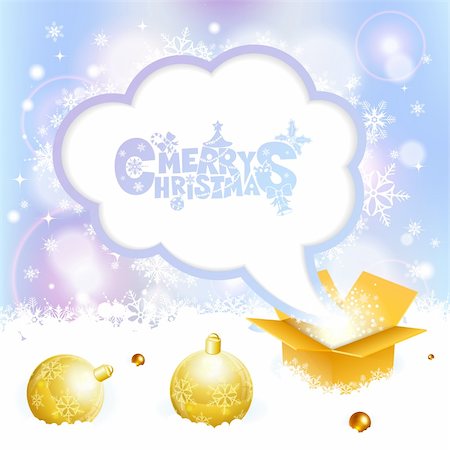 simsearch:400-06430253,k - Christmas Background with Gift Box and Speech Bubble, vector illustration Stock Photo - Budget Royalty-Free & Subscription, Code: 400-06520134