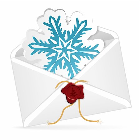 post modern background - Christmas Envelope with Snowflake, isolated on white, vector illustration Stock Photo - Budget Royalty-Free & Subscription, Code: 400-06520138